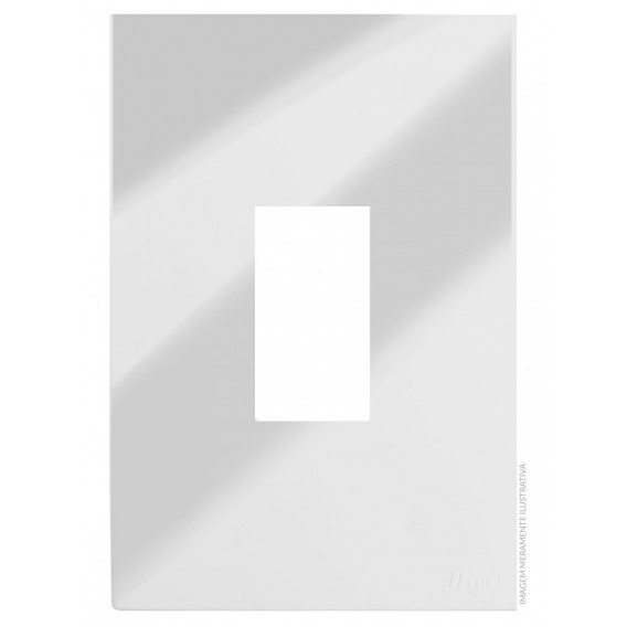 Placa 1 Módulo Vertical com Suporte 4x2 - RECTA Espelhada Gloss Placa 1 Módulo Vertical com Suporte 4x2 - RECTA Espelhada Gloss